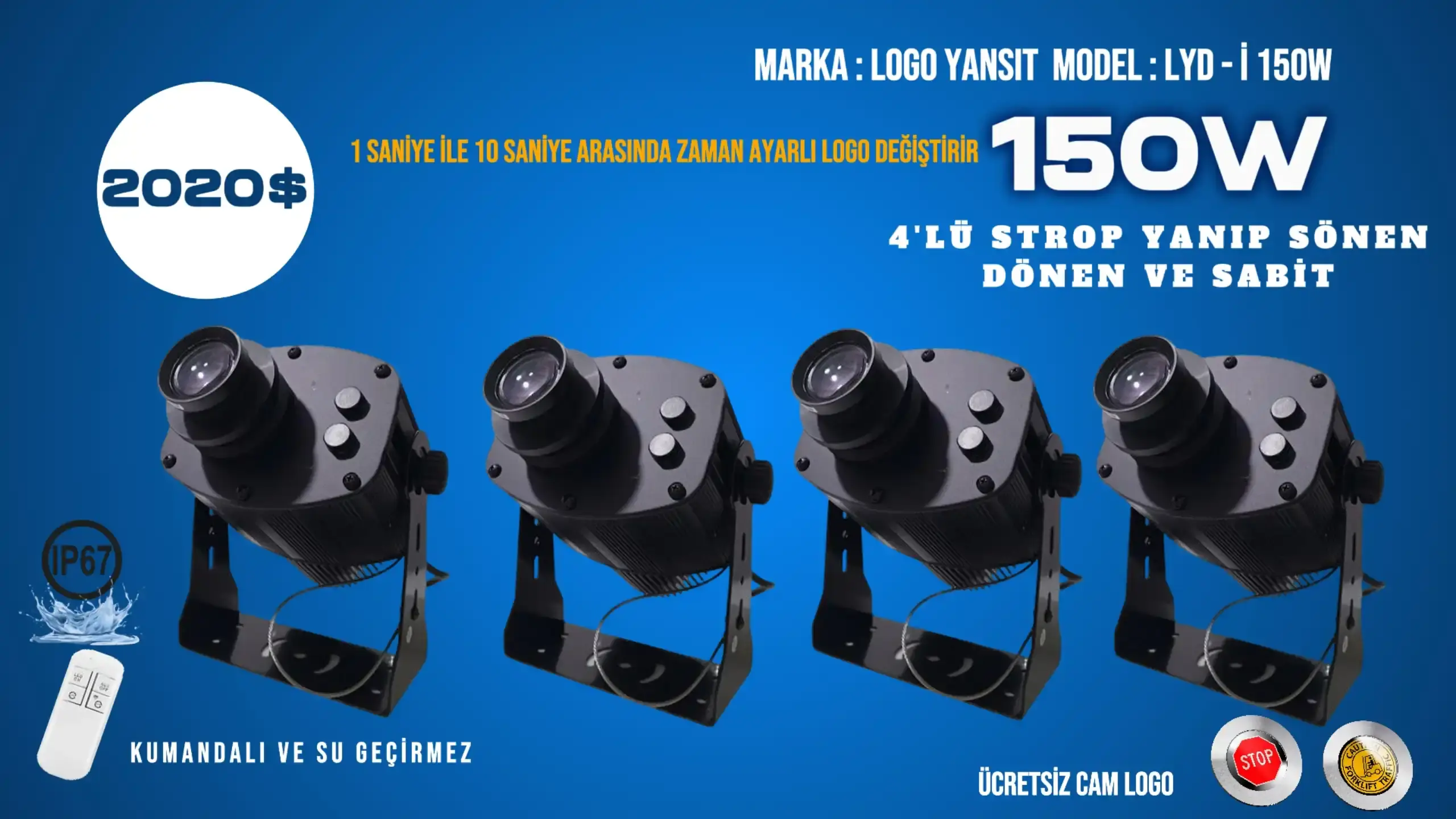 Strop Yanıp Sönen LYD-i150W Gobo Yansıtıcı | Ekstra Güçlü Işıkla Maksimum Etki