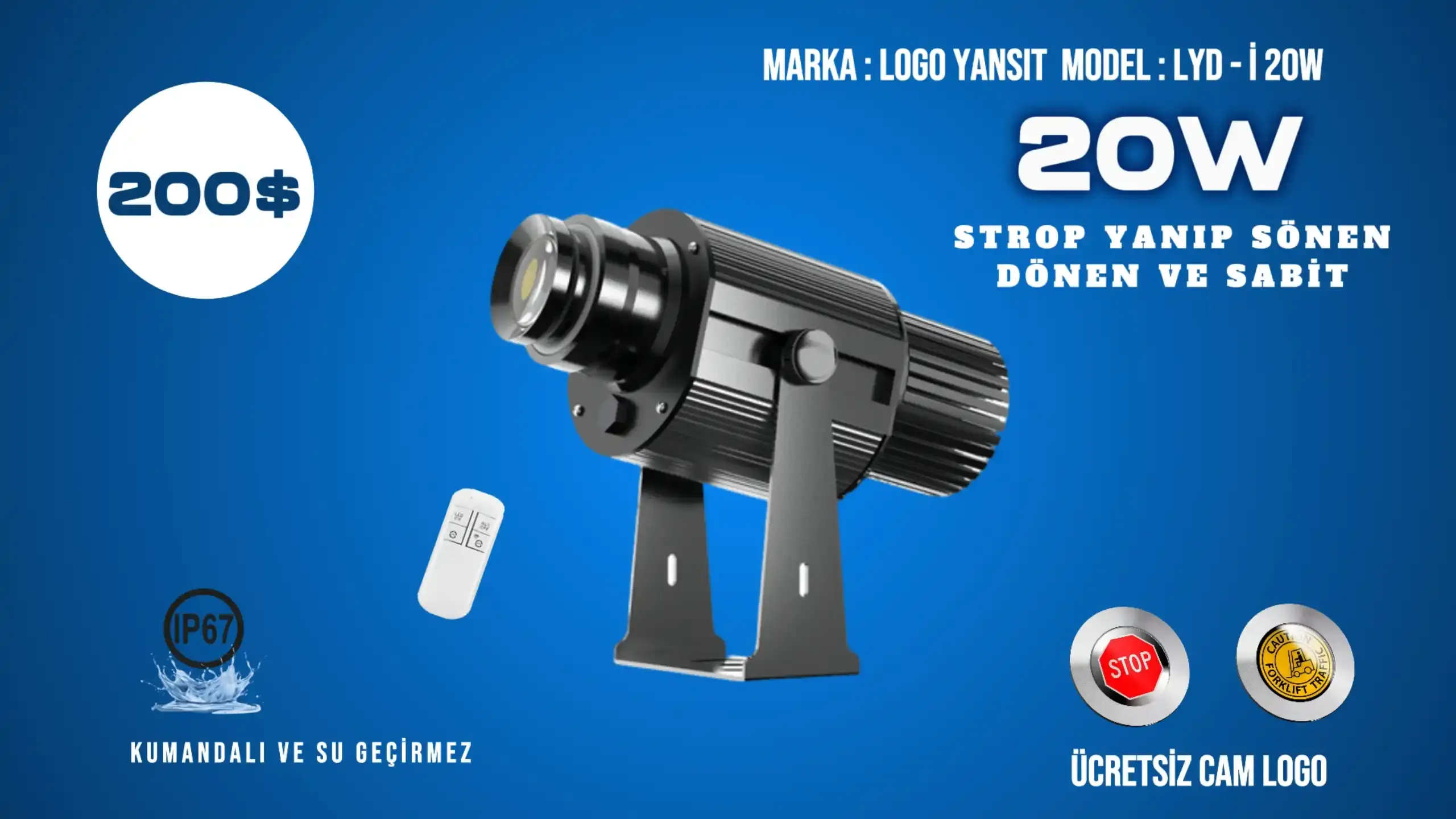 Strop Yanıp Sönen LYD-i20W Logo Projektör | Dikkat Çekici Işıkla Logo Yansıtma